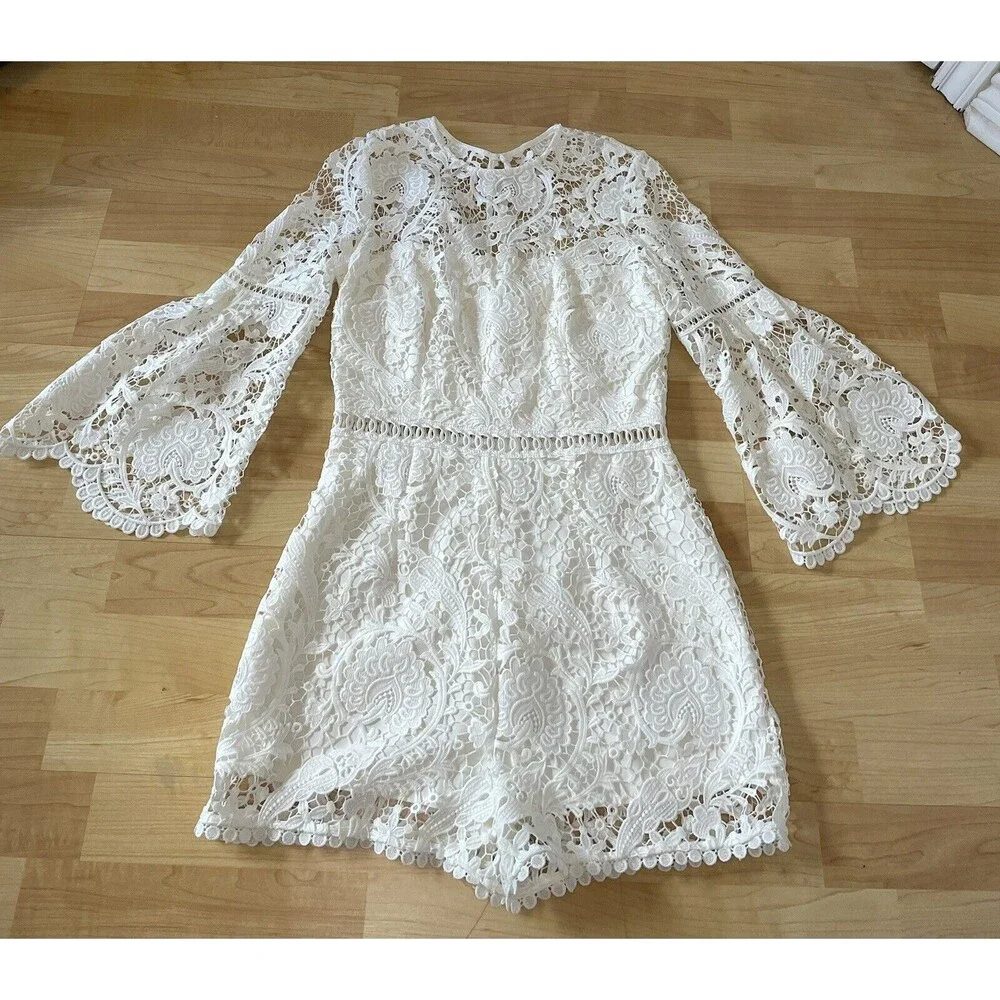 Aijek Padua Embroidered Romper Size 3 White - Picture 11 of 13
